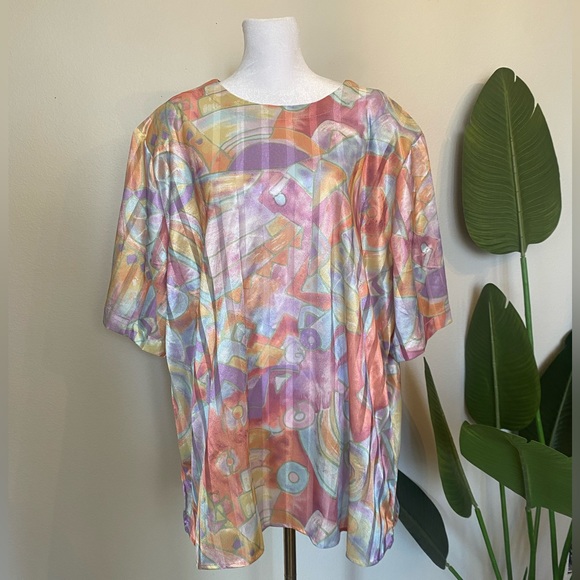 Vintage top notch colorful top with shoulder pads - Picture 2 of 9